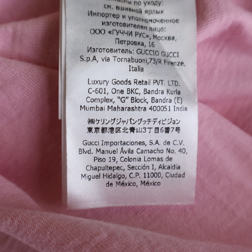 GUCCI(グッチ) 2SS KENNETH ANGERS HOLLYWOOD BABYLON ハリウッド ロゴデザイン クルーネック カットソー 半袖Tシャツ ピンク 616036 XJEJU レディース