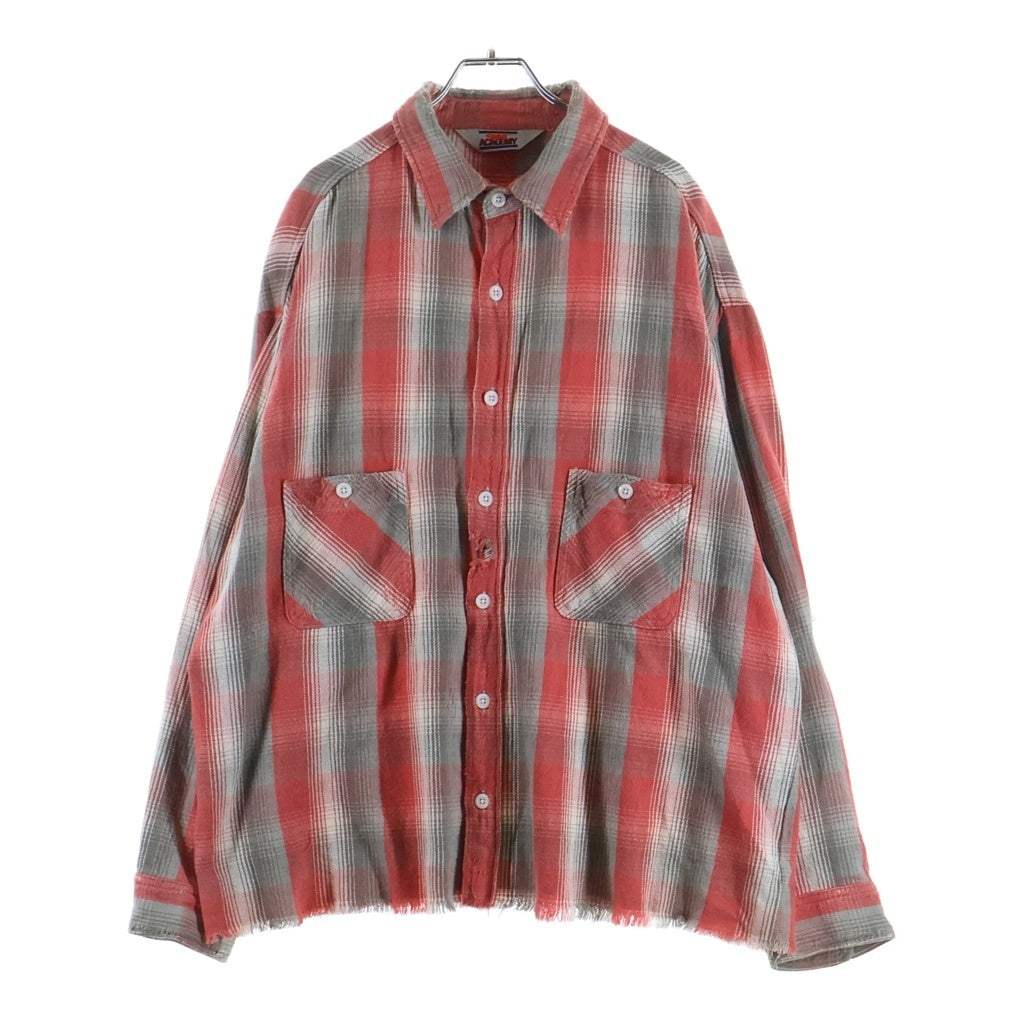 SAINT MICHAEL(セントマイケル) 23SS SA FRANNL SHIRT ダメージ加工 フランネル 長袖シャツ レッド SM-S23-0000-087