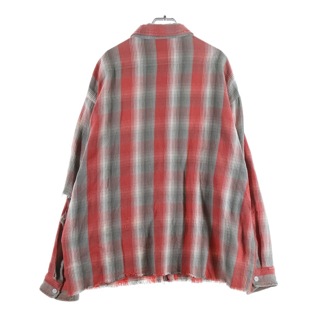 SAINT MICHAEL(セントマイケル) 23SS SA FRANNL SHIRT ダメージ加工 フランネル 長袖シャツ レッド SM-S23-0000-087