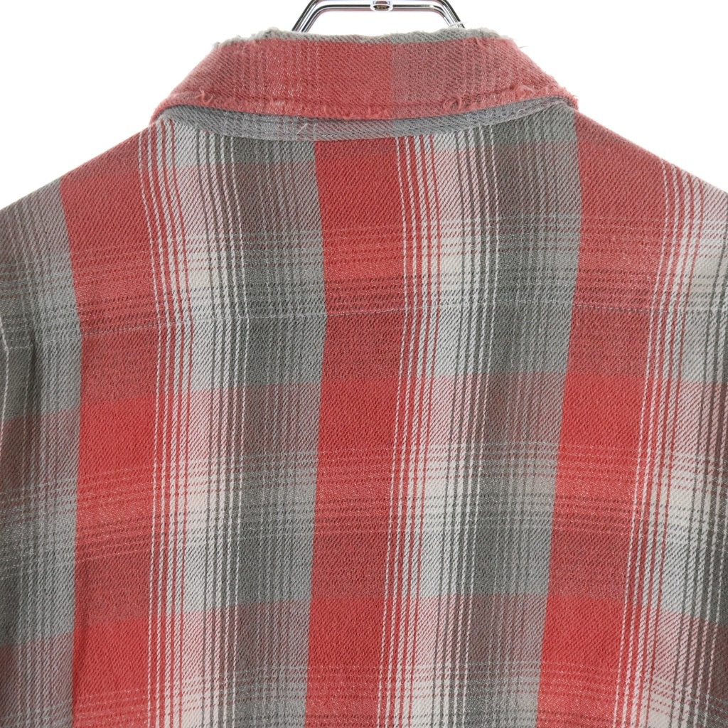 SAINT MICHAEL(セントマイケル) 23SS SA FRANNL SHIRT ダメージ加工 フランネル 長袖シャツ レッド SM-S23-0000-087
