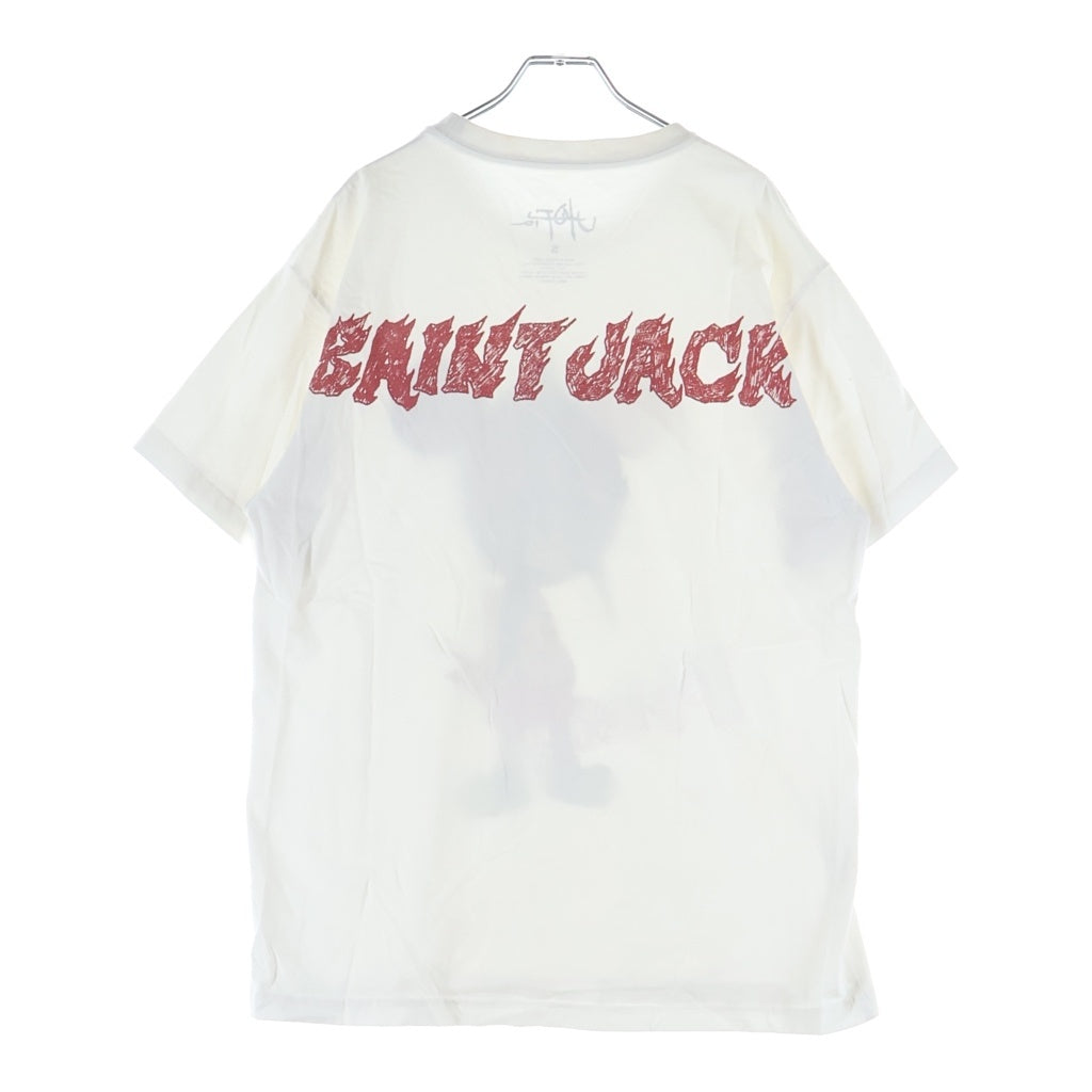 TRAVIS SCOTT(トラヴィススコット) 23SS ×SAINT MICHAEL UTOPIA セントマイケル ユートピア ロゴデザイン クルーネック カットソー 半袖Tシャツ ホワイト