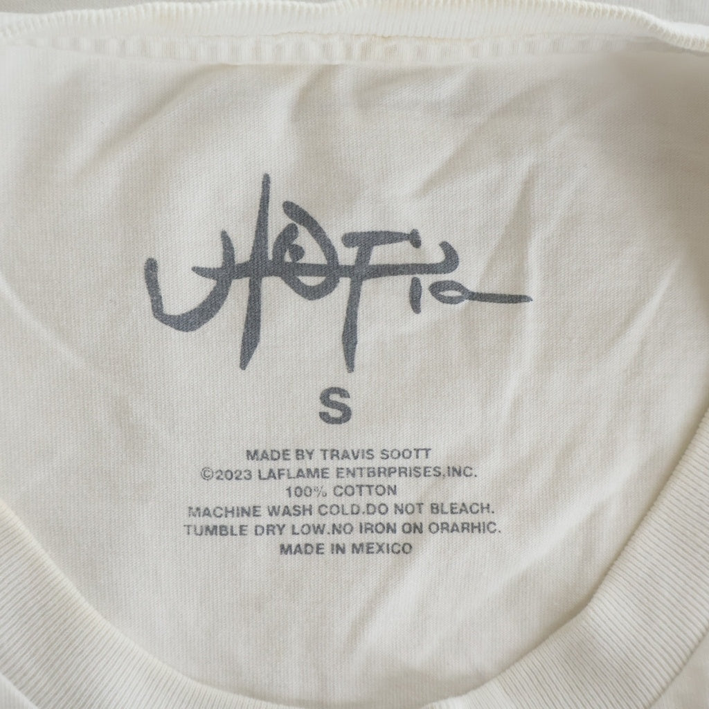 TRAVIS SCOTT(トラヴィススコット) 23SS ×SAINT MICHAEL UTOPIA セントマイケル ユートピア ロゴデザイン クルーネック カットソー 半袖Tシャツ ホワイト