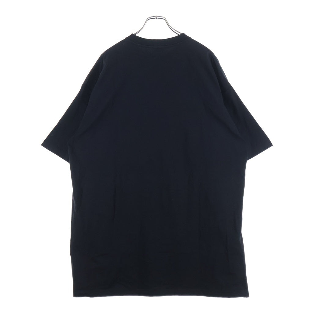 VETEMENTS(ヴェトモン) VERTICAL CUTUP LOGO TSHIRT バーティカル カット アップ ロゴデザイン クルーネック カットソー 半袖Tシャツ ブラック UE51TR860B