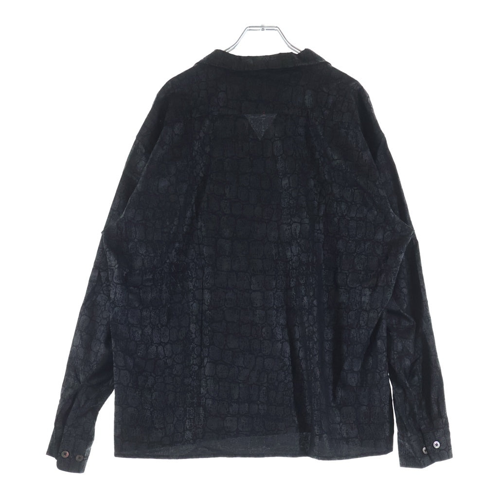 CALEE(キャリー) ×TATOO STUDIO YAMADA タトゥースタジオヤマダ CROCODILE PATTERN SHIRT クロコダイル パターン 長袖シャツ ブラック