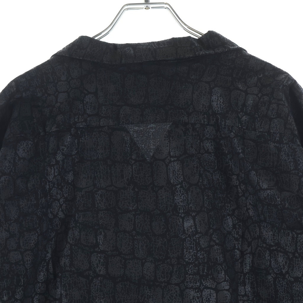 CALEE(キャリー) ×TATOO STUDIO YAMADA タトゥースタジオヤマダ CROCODILE PATTERN SHIRT クロコダイル パターン 長袖シャツ ブラック