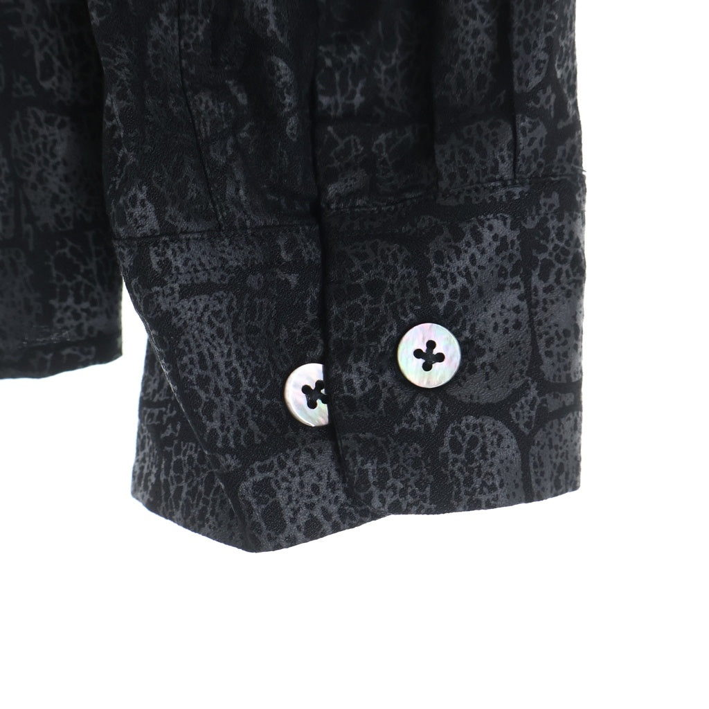 CALEE(キャリー) ×TATOO STUDIO YAMADA タトゥースタジオヤマダ CROCODILE PATTERN SHIRT クロコダイル パターン 長袖シャツ ブラック