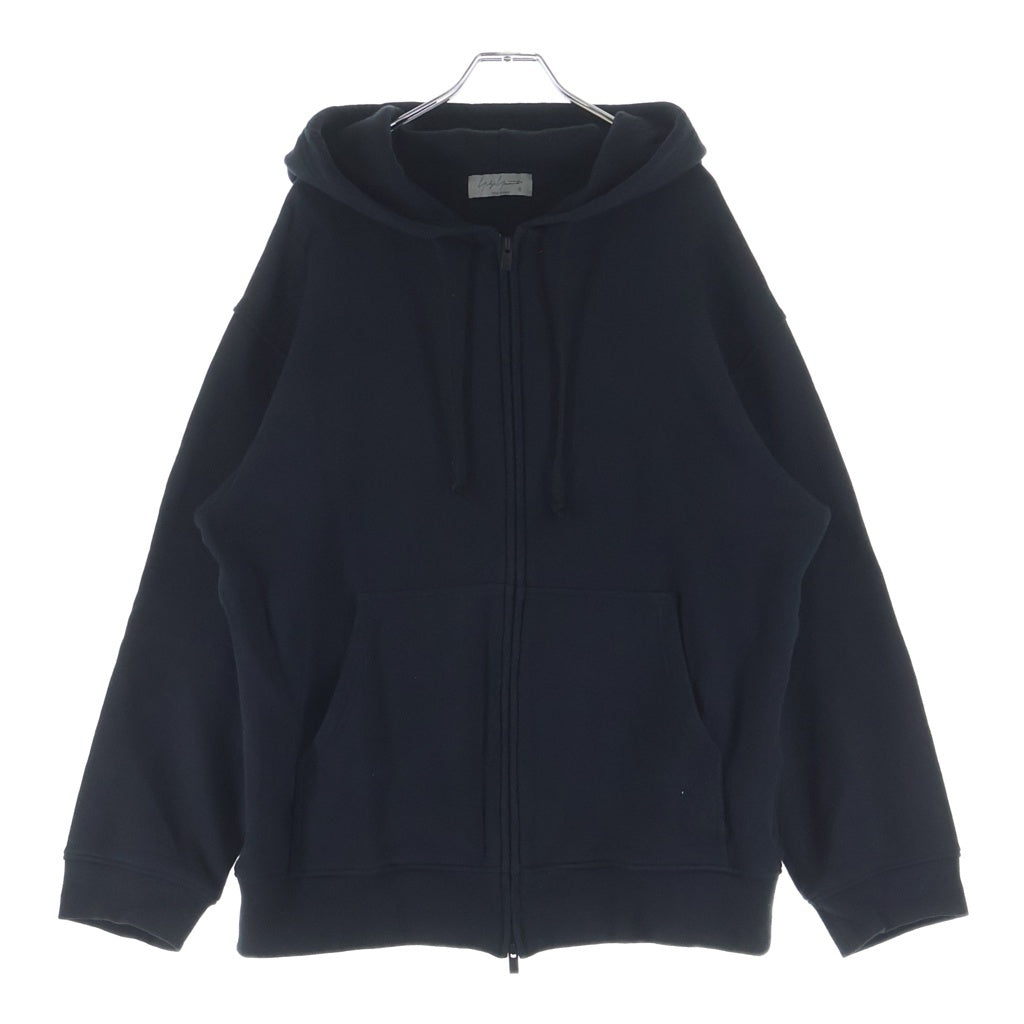 Yohji Yamamoto POUR HOMME(ヨウジヤマモト プールオム) 26SSFRENCH TERRY LOGO HOODIE フレンチロゴ フーデッド ジップアップ パーカー スウェット ブラック HK-T11-081