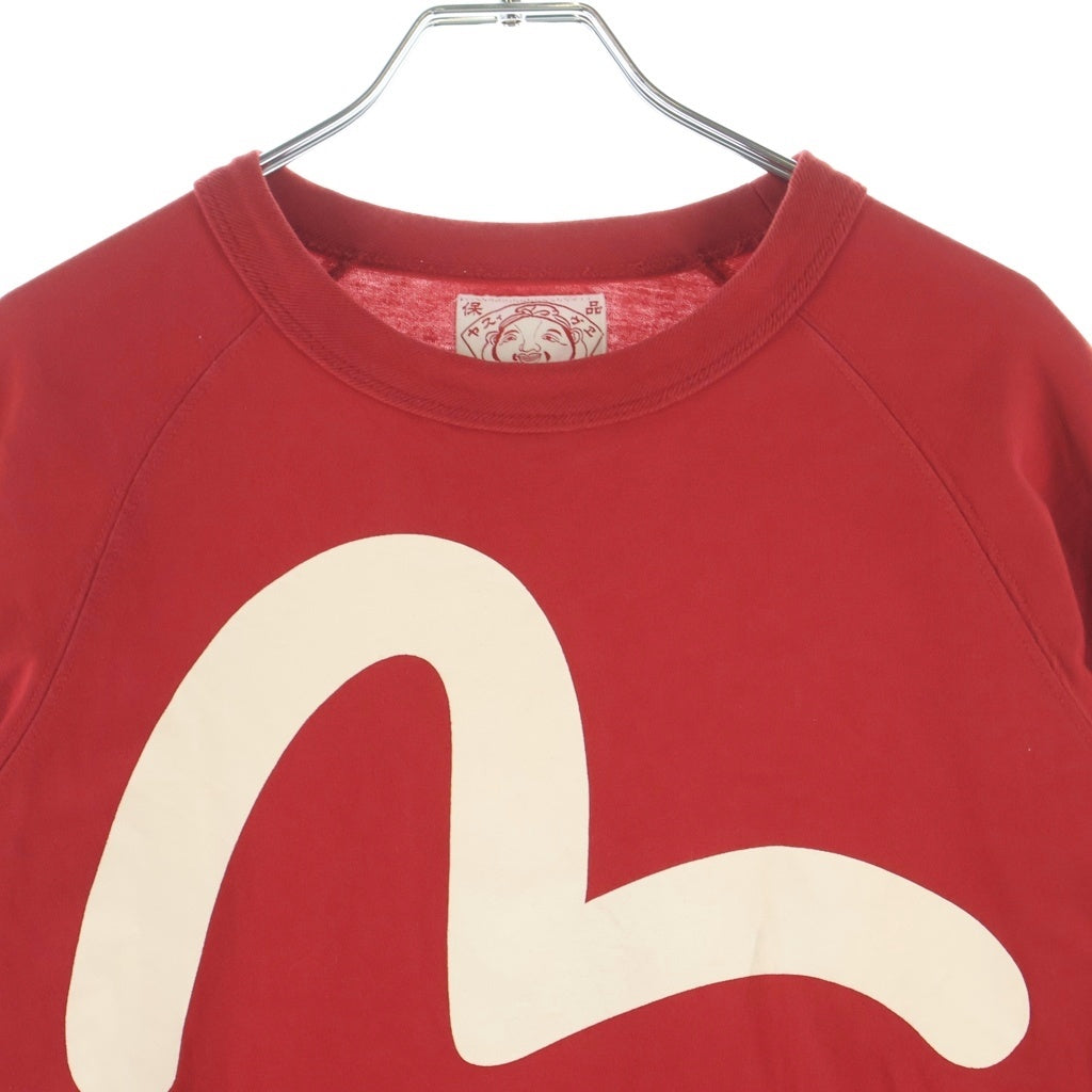 EVISU(エビス) フロントロゴデザイン クルーネック カットソー 長袖Tシャツ レッド