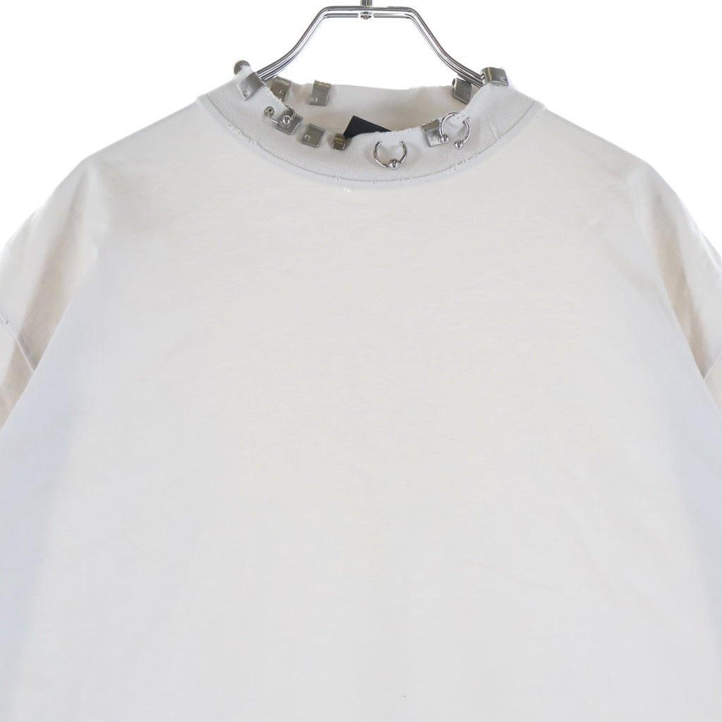 BALENCIAGA(バレンシアガ) ピアス装飾 ダメージ加工 半袖Tシャツ カットソー ホワイト 761460 TPVD4