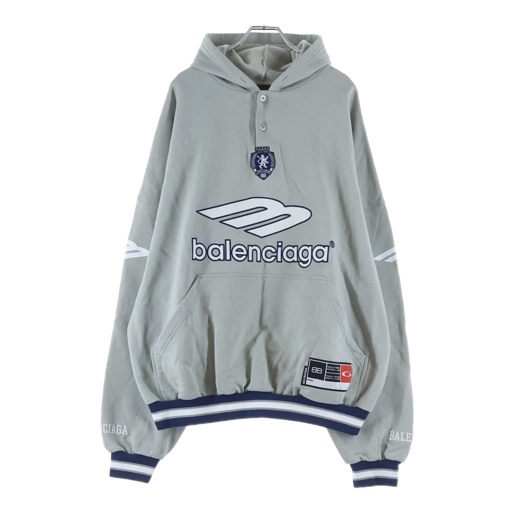 BALENCIAGA(バレンシアガ) 25AW 3b Football Polo Hoodie 827939 TTVQ8 フットボール ポロ プルオーバーパーカー グレー
