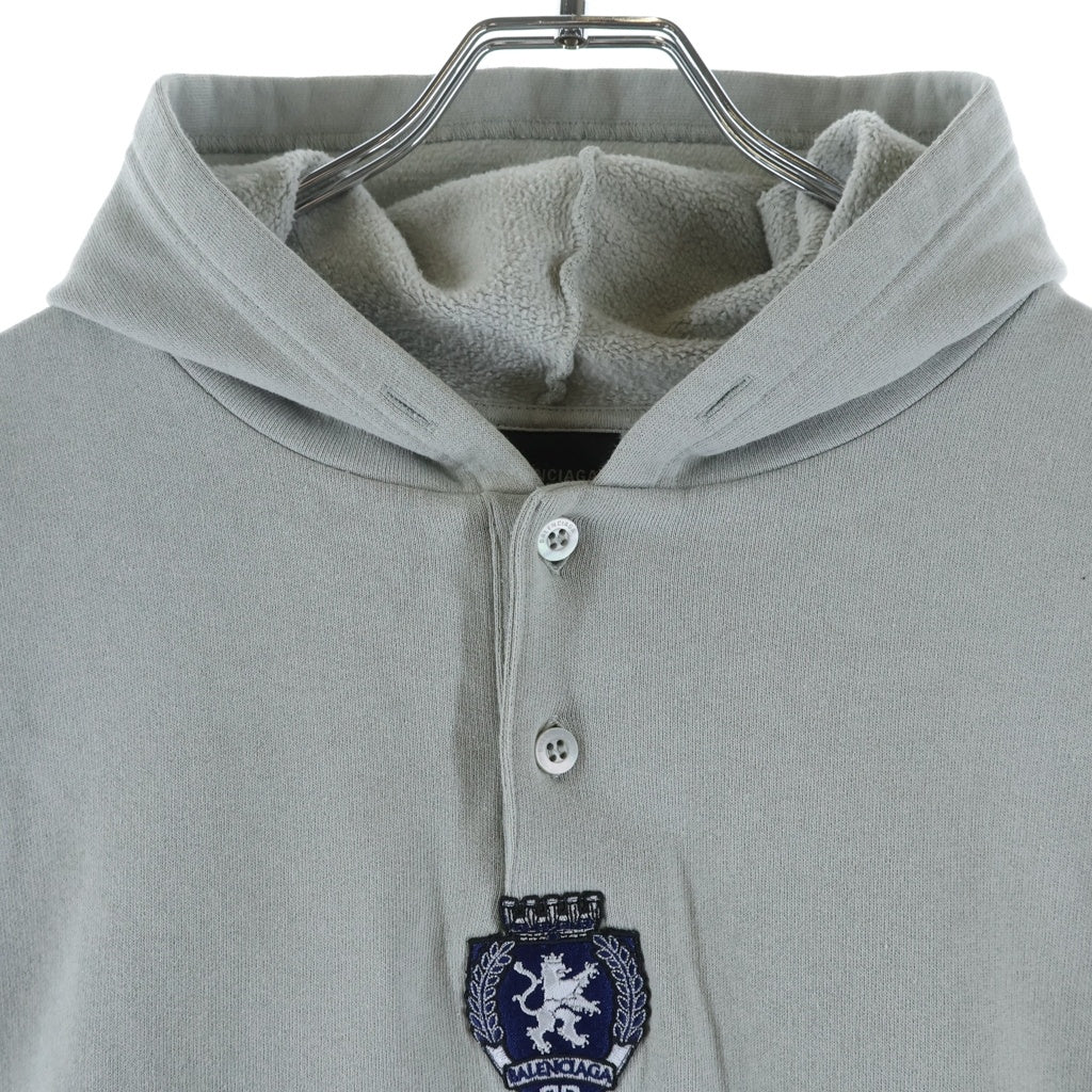 BALENCIAGA(バレンシアガ) 25AW 3b Football Polo Hoodie 827939 TTVQ8 フットボール ポロ プルオーバーパーカー グレー