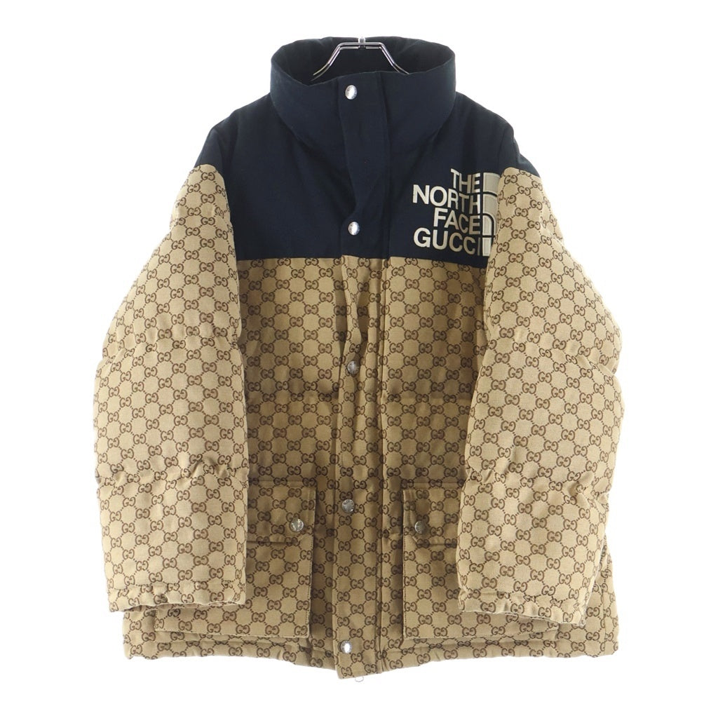 GUCCI(グッチ) ×THE NORTH FACE GG Padded Short Jacket GGパテッド ジップアップ ダウンジャケット ブラウン 670909