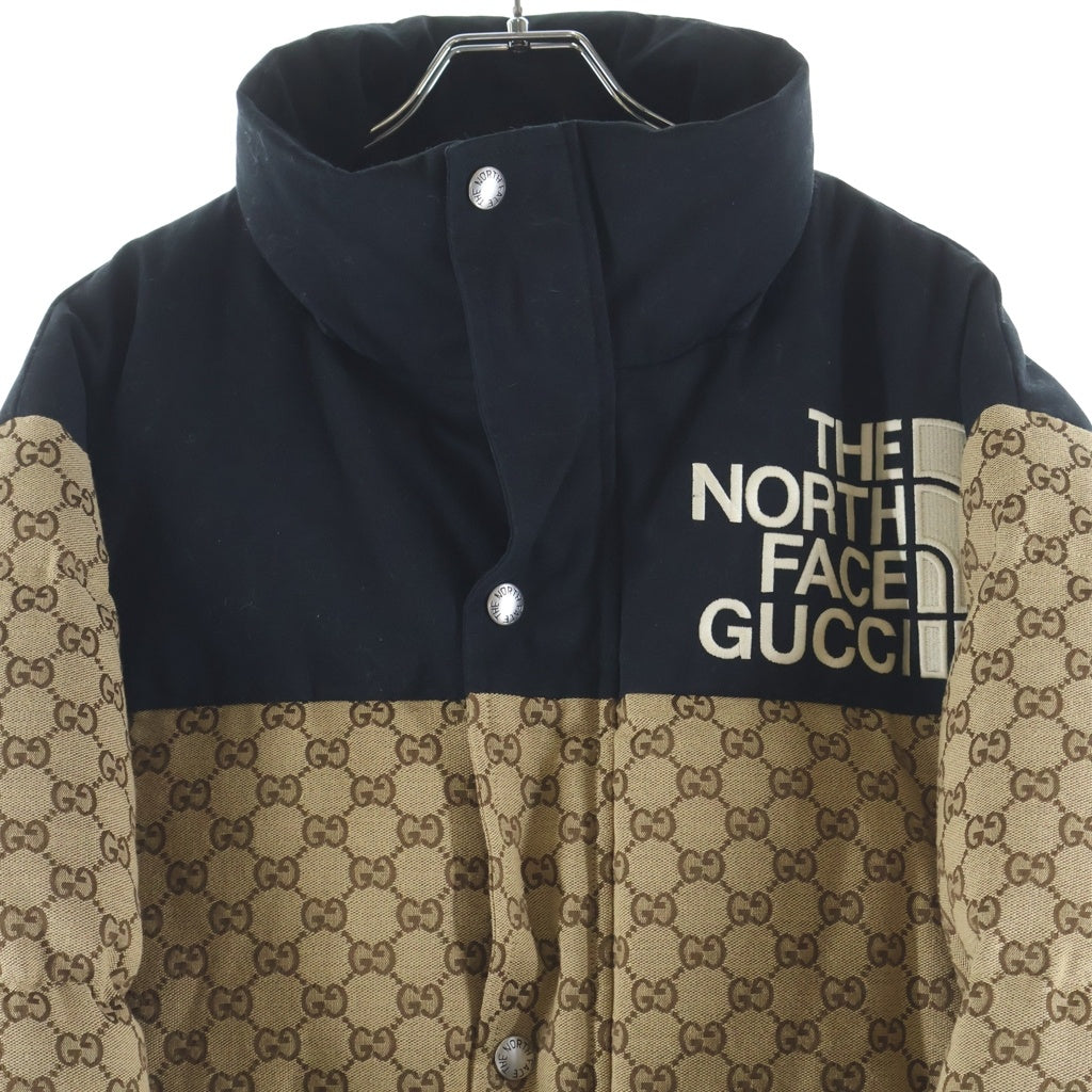 GUCCI(グッチ) ×THE NORTH FACE GG Padded Short Jacket GGパテッド ジップアップ ダウンジャケット ブラウン 670909