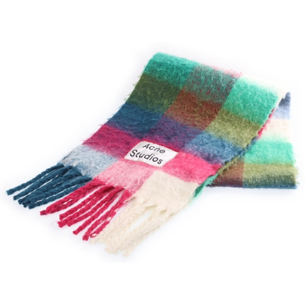 Acne Studios(アクネ ストゥディオズ) モヘアチェックスカーフ マフラー ホワイト/レッド/ブルー レディース
