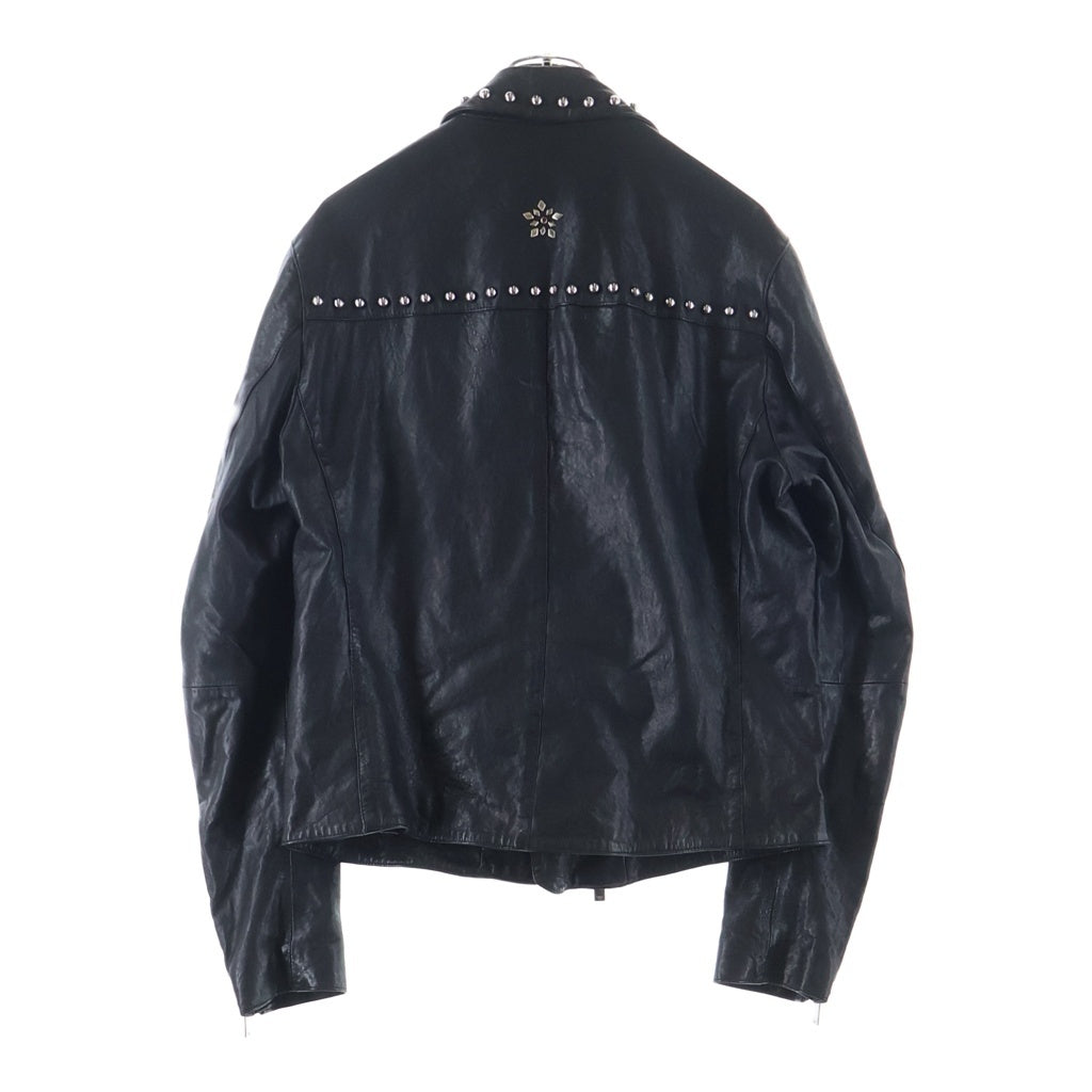 EMPORIO ARMANI(エンポリオアルマーニ) スタッズデザイン レザー ダブルライダースジャケット ブラック
