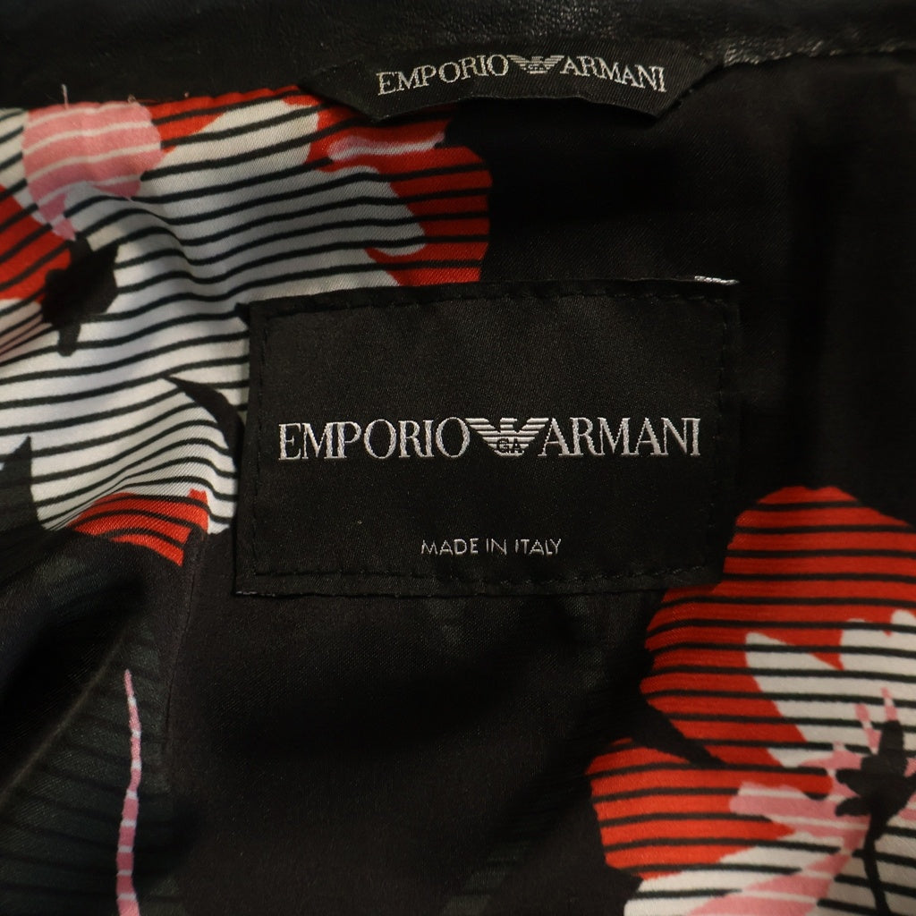 EMPORIO ARMANI(エンポリオアルマーニ) スタッズデザイン レザー ダブルライダースジャケット ブラック