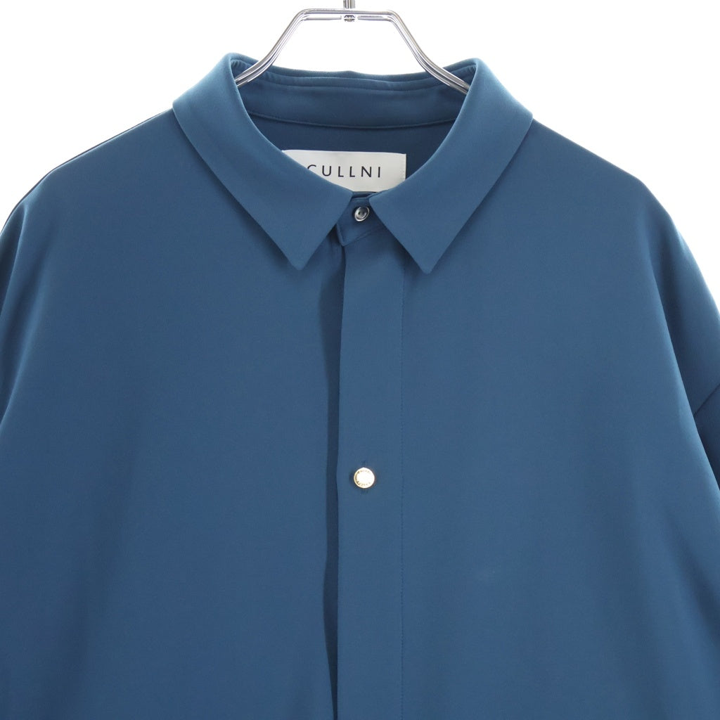CULLNI(クルニ) 24AW Double Cloth Zip Pocket Shirt ダブルクロス ジップポケット長袖シャツ ブルー 24-AW-011