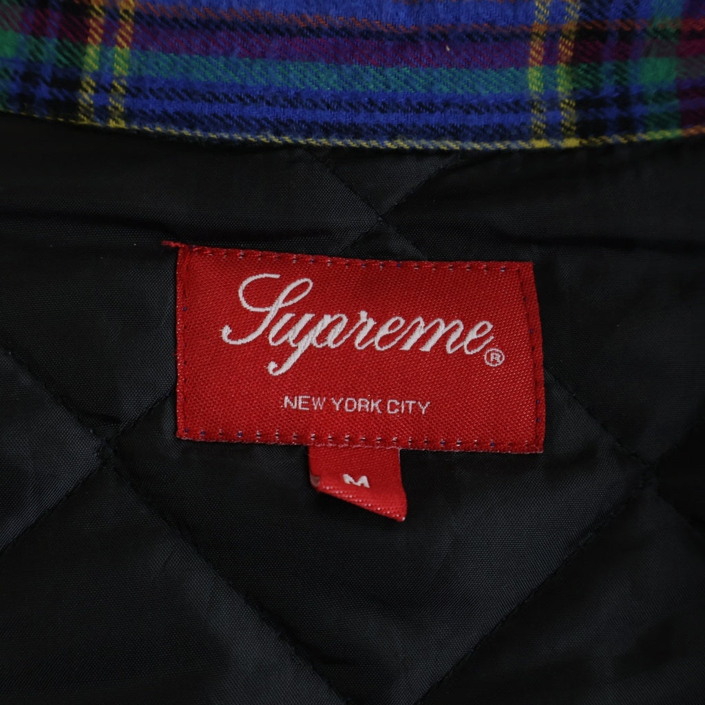 SUPREME(シュプリーム) 21AW Quilted Plaid Flannel Shirt キルティングフランネルチェックシャツ 長袖シャツ スター刺繍 ブルー -