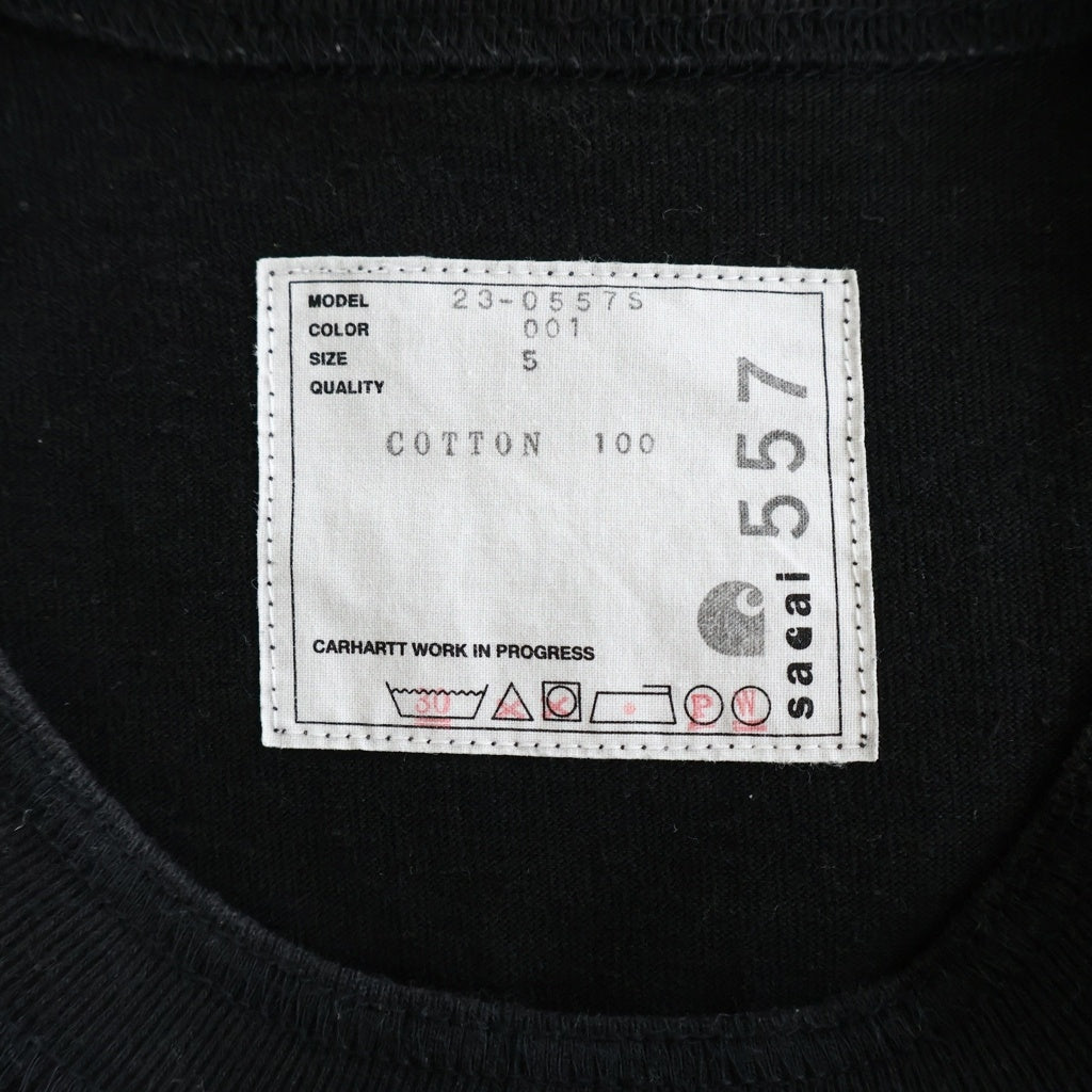 Sacai(サカイ) 23AW ×CARHARTT WIP CARHARTT カーハートダブリューアイピー 半袖ポケットTシャツ カットソー ブラック 23-0557S