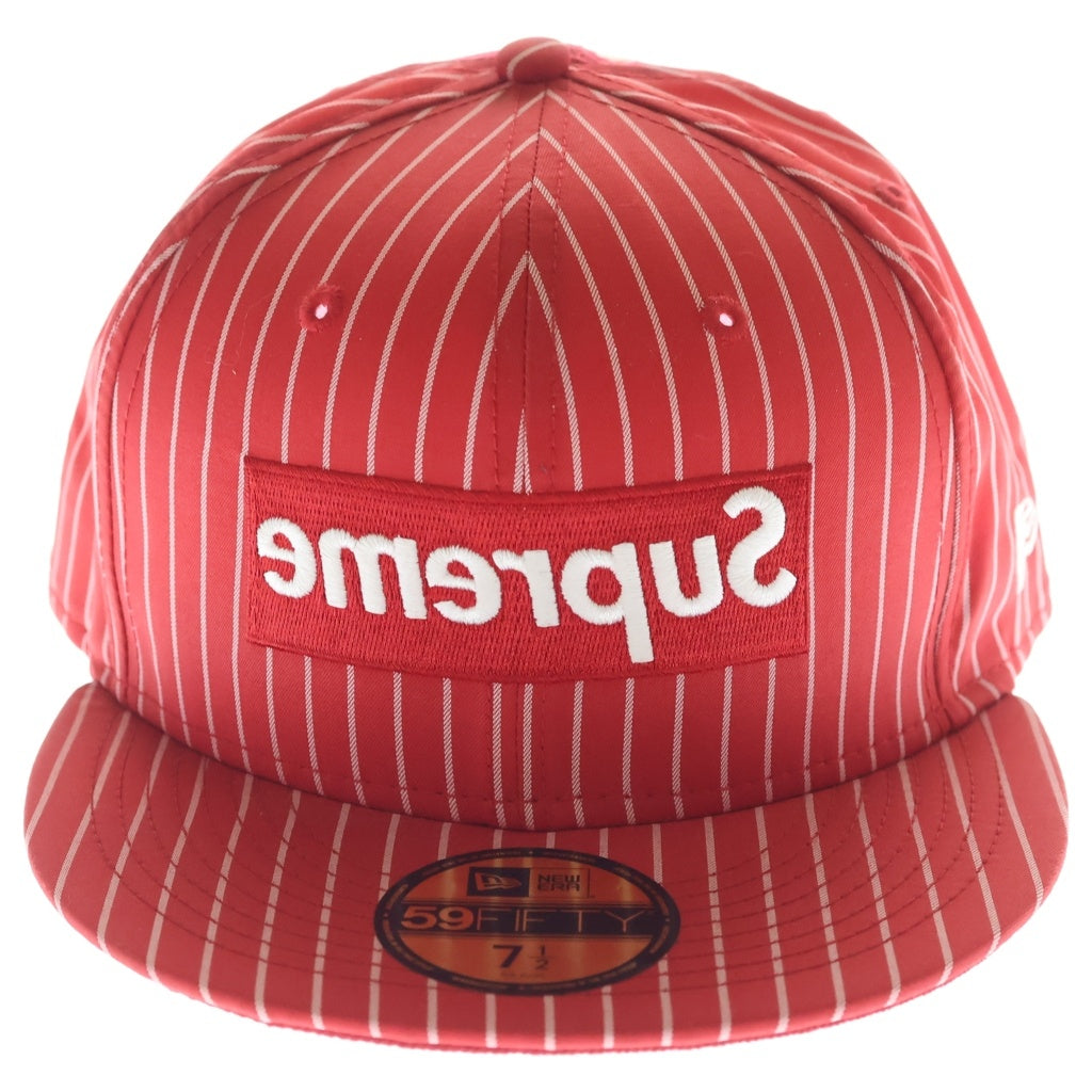 SUPREME(シュプリーム) 14SS ×COMME des GARCONS SHIRT ×New Era Box Logo Cap ×コムデギャルソンシャツ ×ニューエラ ボックスロゴキャップ ロゴ刺繍6パネルベースボールキャップ 帽子