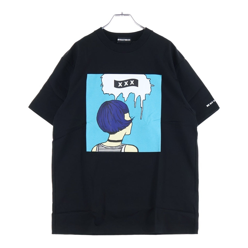 GOD SELECTION XXX(ゴッドセレクショントリプルエックス) 21SS Be My guest SEQUEL ビーマイゲスト ロゴデザイン クルーネック カットソー 半袖Tシャツ ブラック GX-S21-BMGST-02