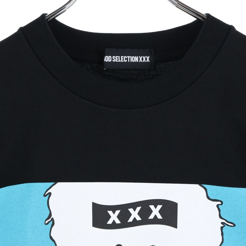GOD SELECTION XXX(ゴッドセレクショントリプルエックス) 21SS Be My guest SEQUEL ビーマイゲスト ロゴデザイン クルーネック カットソー 半袖Tシャツ ブラック GX-S21-BMGST-02