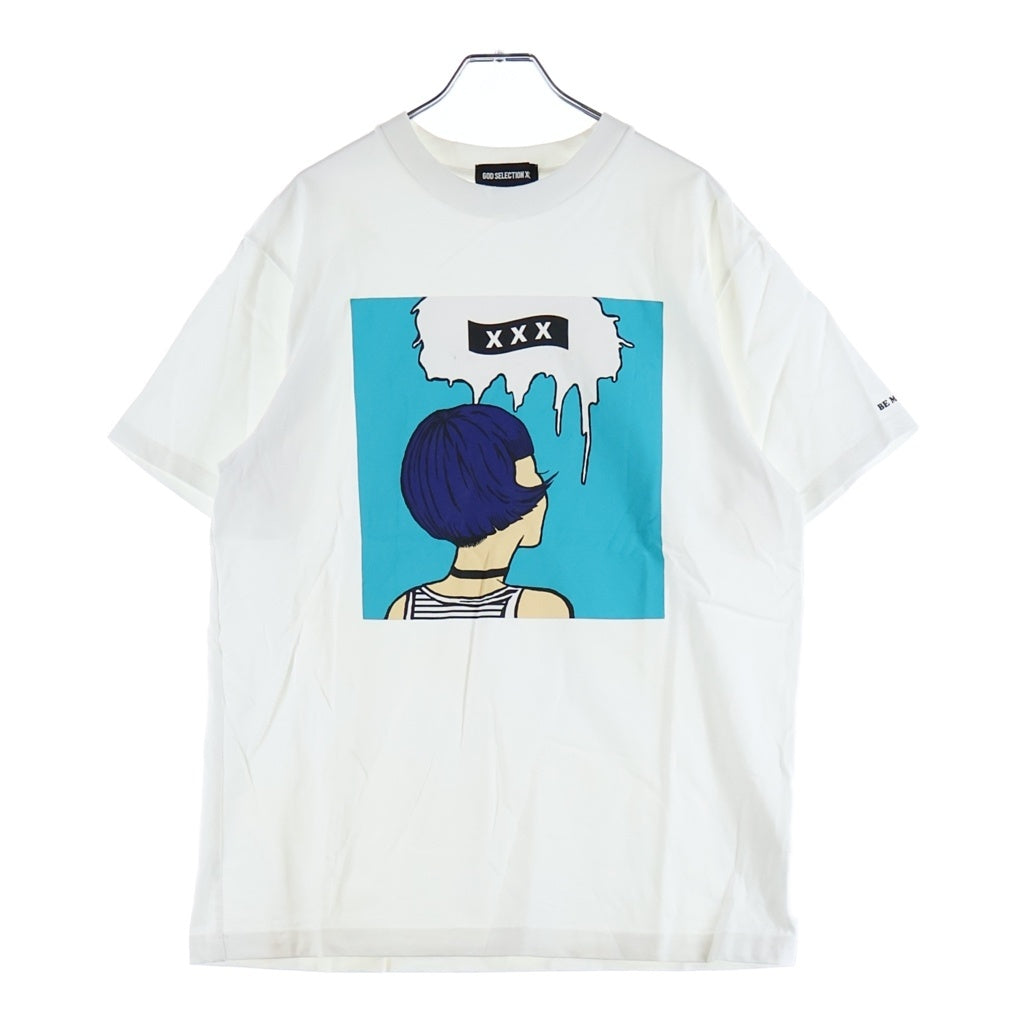 GOD SELECTION XXX(ゴッドセレクショントリプルエックス) 21SS Be My guest SEQUEL ビーマイゲスト ロゴデザイン クルーネック カットソー 半袖Tシャツ ホワイト GX-S21-BMGST-02