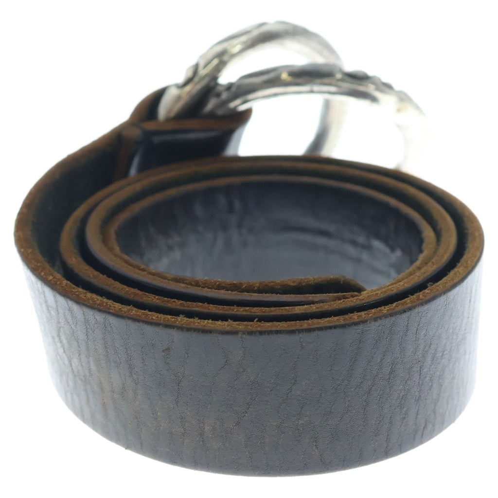 CHROME HEARTS(クロムハーツ) Double Scroll Ring Belt ダブルスクロール リング レザーベルト ブラック/シルバー
