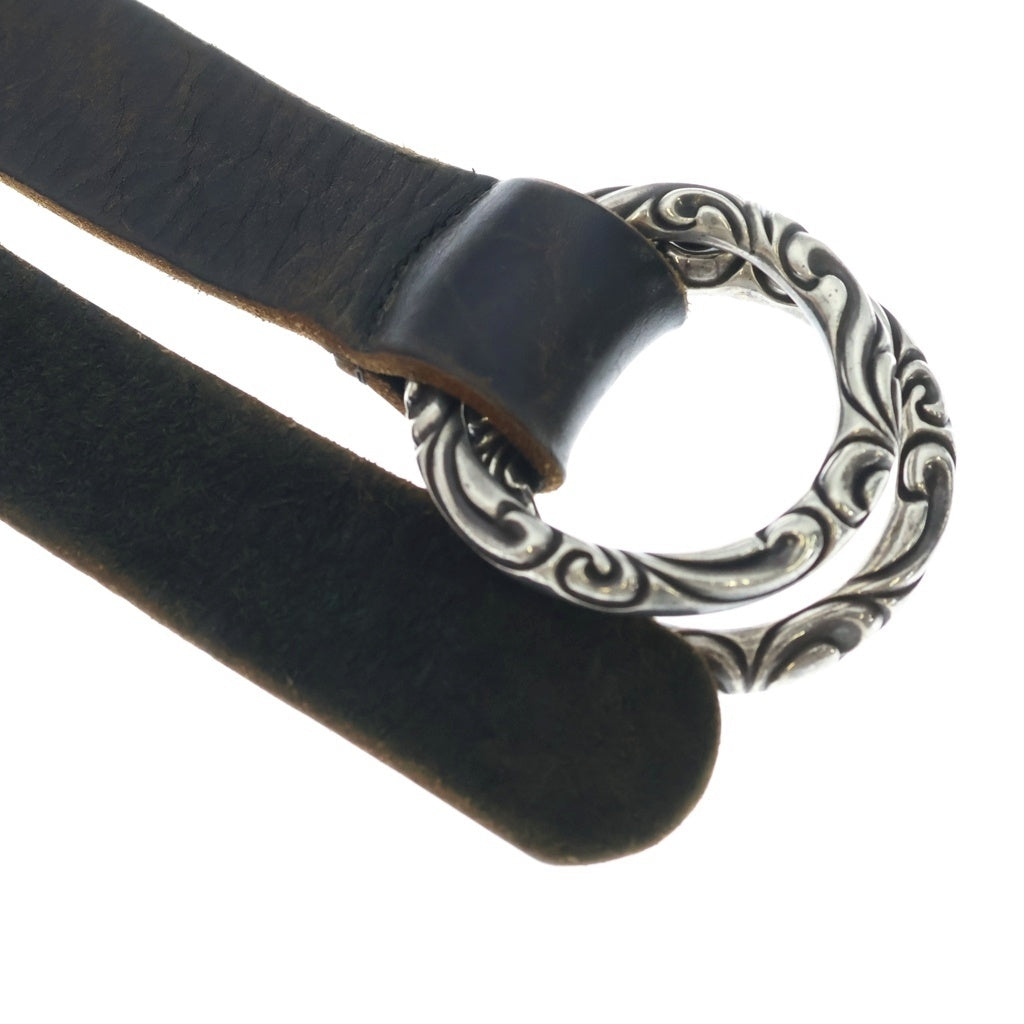 CHROME HEARTS(クロムハーツ) Double Scroll Ring Belt ダブルスクロール リング レザーベルト ブラック/シルバー