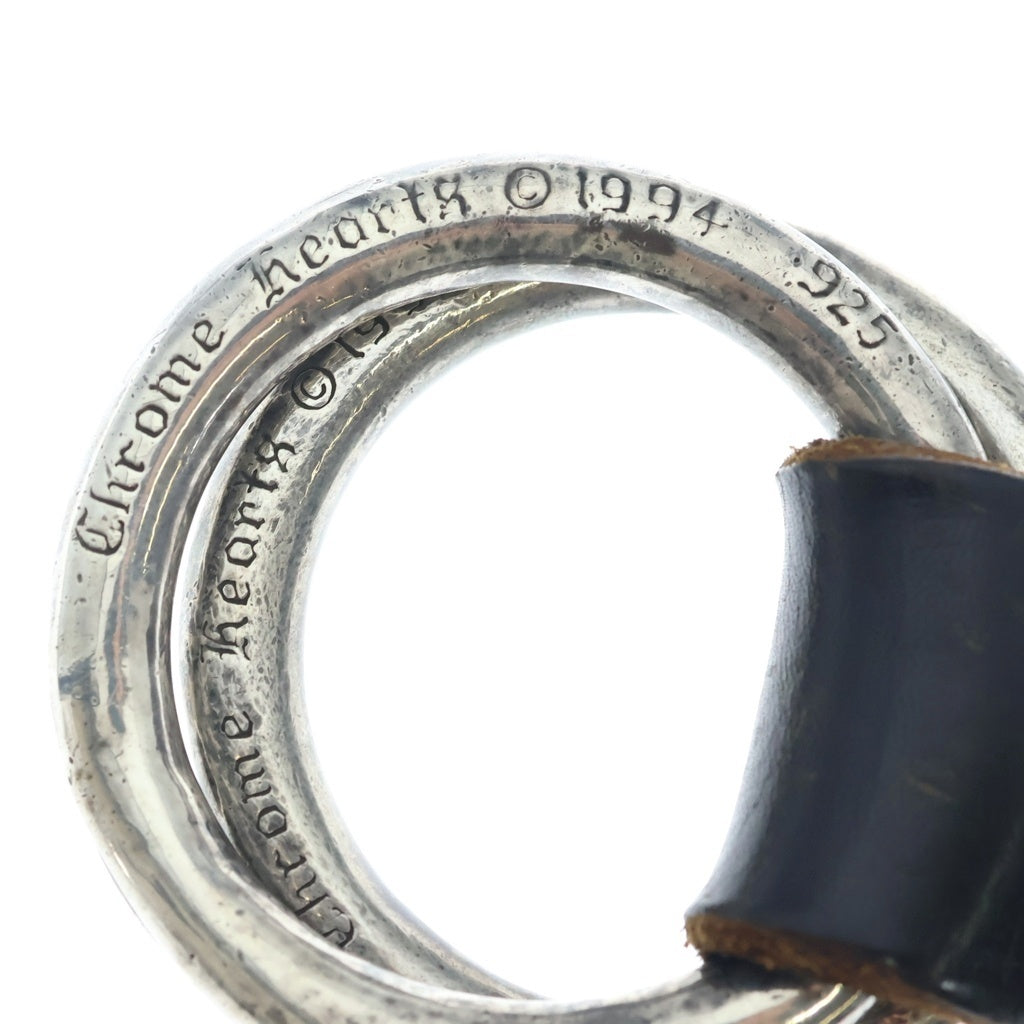 CHROME HEARTS(クロムハーツ) Double Scroll Ring Belt ダブルスクロール リング レザーベルト ブラック/シルバー