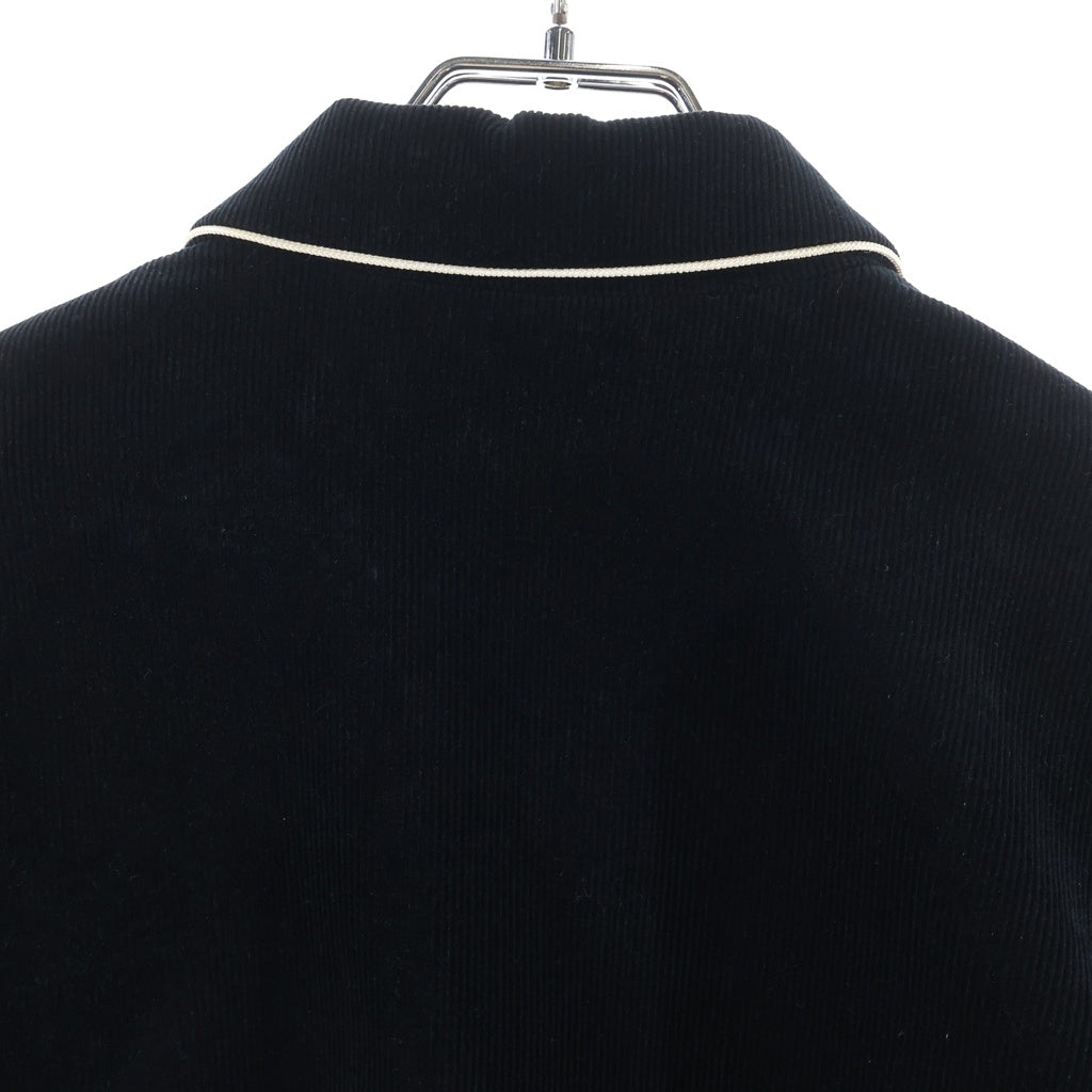 CELINE(セリーヌ) 19AW Teddy Jacket in Corduroy サテン切替 コーデュロイ テディジャケット ブルゾン スタジアムジャケット スタジャン ブラック 2V191824D