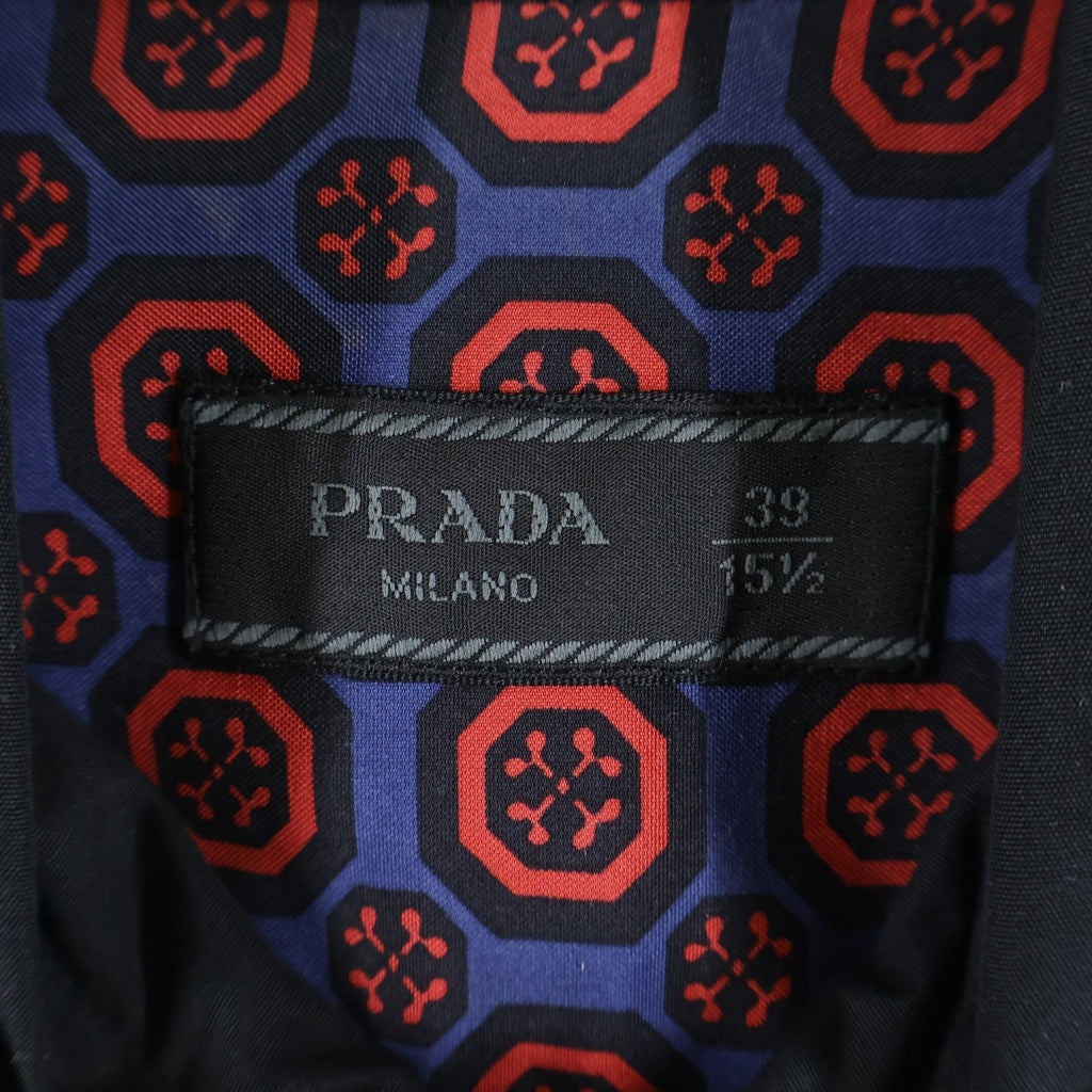 PRADA(プラダ) 12SS ARCHIVE STUDDED SHIRT USC183 アーカイブ スタッズ装飾付き 半袖シャツ ボルドー/ブラック