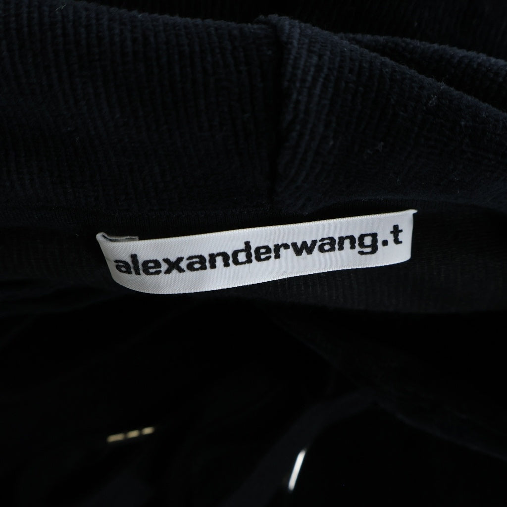 ALEXANDER WANG(アレキサンダーワン) STRETCH CORDUROY HOODY リブロゴ コーデュロイ クロップドフーディー ブラック 4CC1211197 レディース