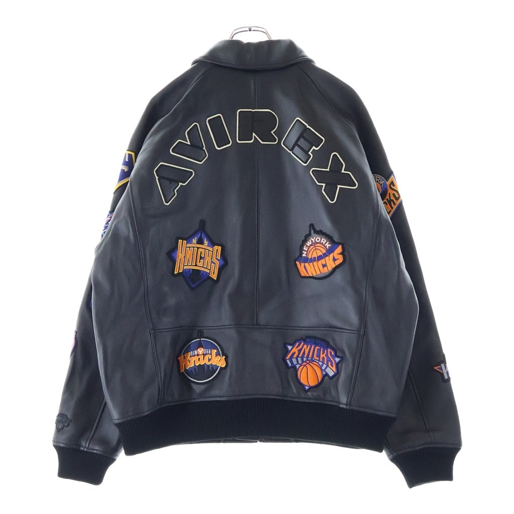 KITH(キス) ×AVIREX NEW YORK KNICKS ICON JACKET アビレックス ニューヨーク ニックス アイコン レザージャケット ブラック