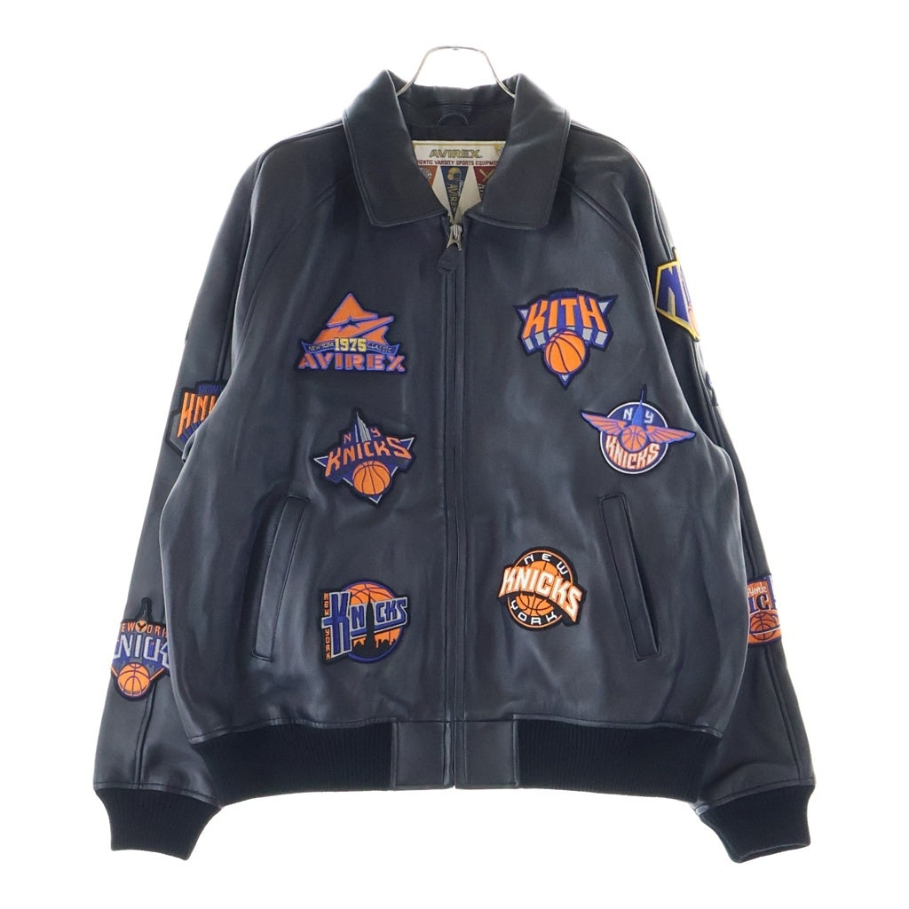 KITH(キス) ×AVIREX NEW YORK KNICKS ICON JACKET アビレックス ニューヨーク ニックス アイコン レザージャケット ブラック