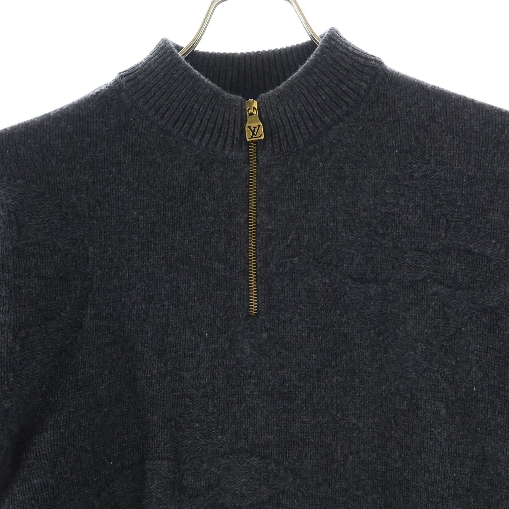 LOUIS VUITTON(ルイヴィトン) モノグラム ジャカード ウール ハーフジップセーター グレー RM251M9 NOS HSN04W