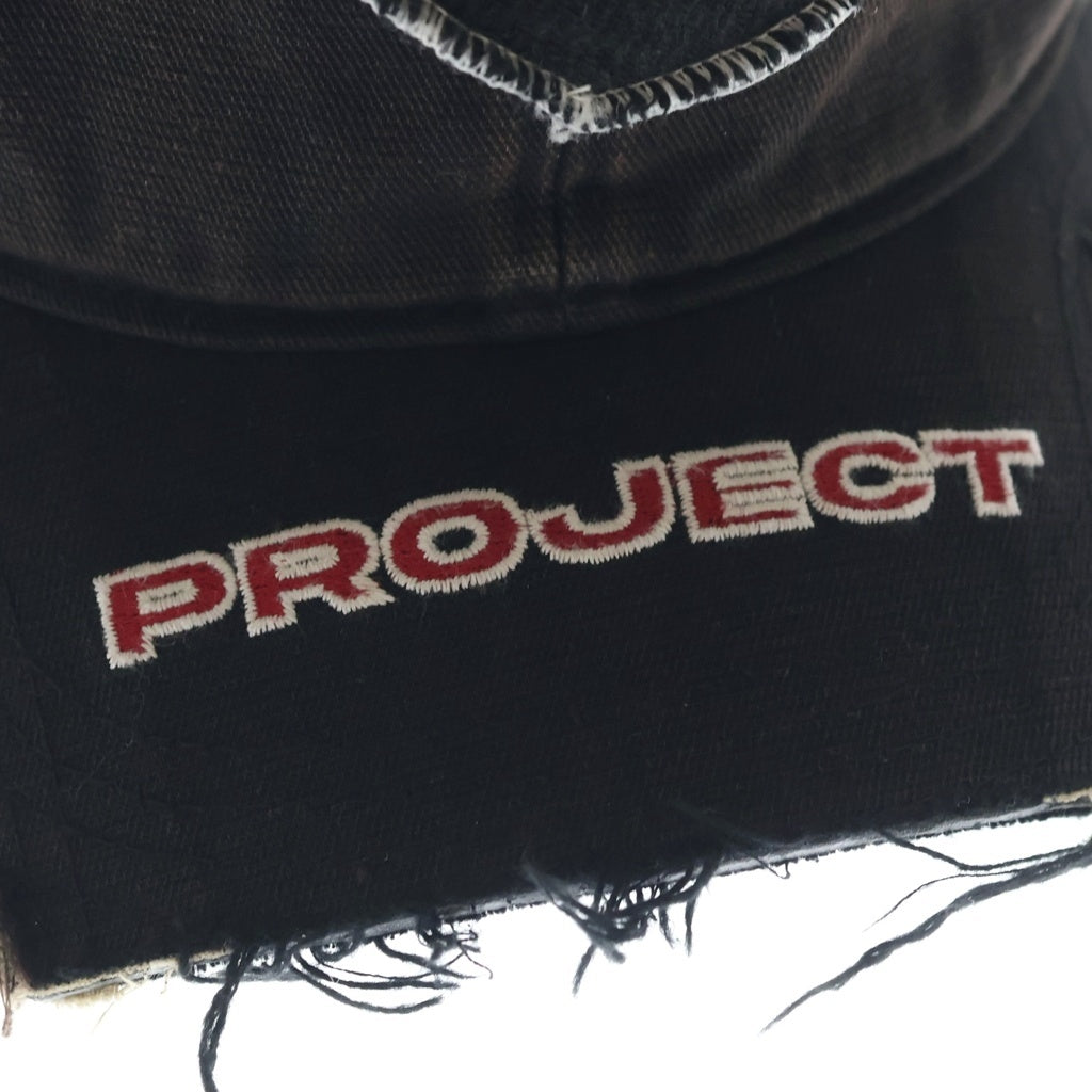 PROJECT G/R(プロジェクトジーアール) DECONSTRUCTED CAP デコンストラクテッドキャップ ダメージ加工 帽子 ブラック
