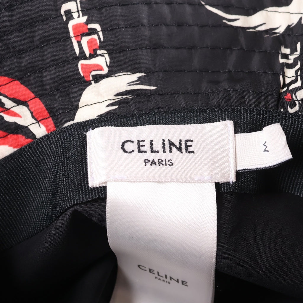 CELINE(セリーヌ) パームツリー柄 ロゴデザイン バケットハット 帽子 ブラック 2AU5B735T レディース