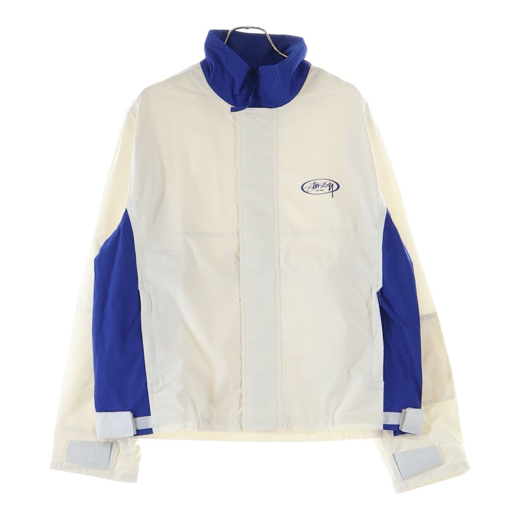 STUSSY(ステューシー) MX JACKET ロゴデザイン ジップアップ ナイロンジャケット ホワイト/ブルー