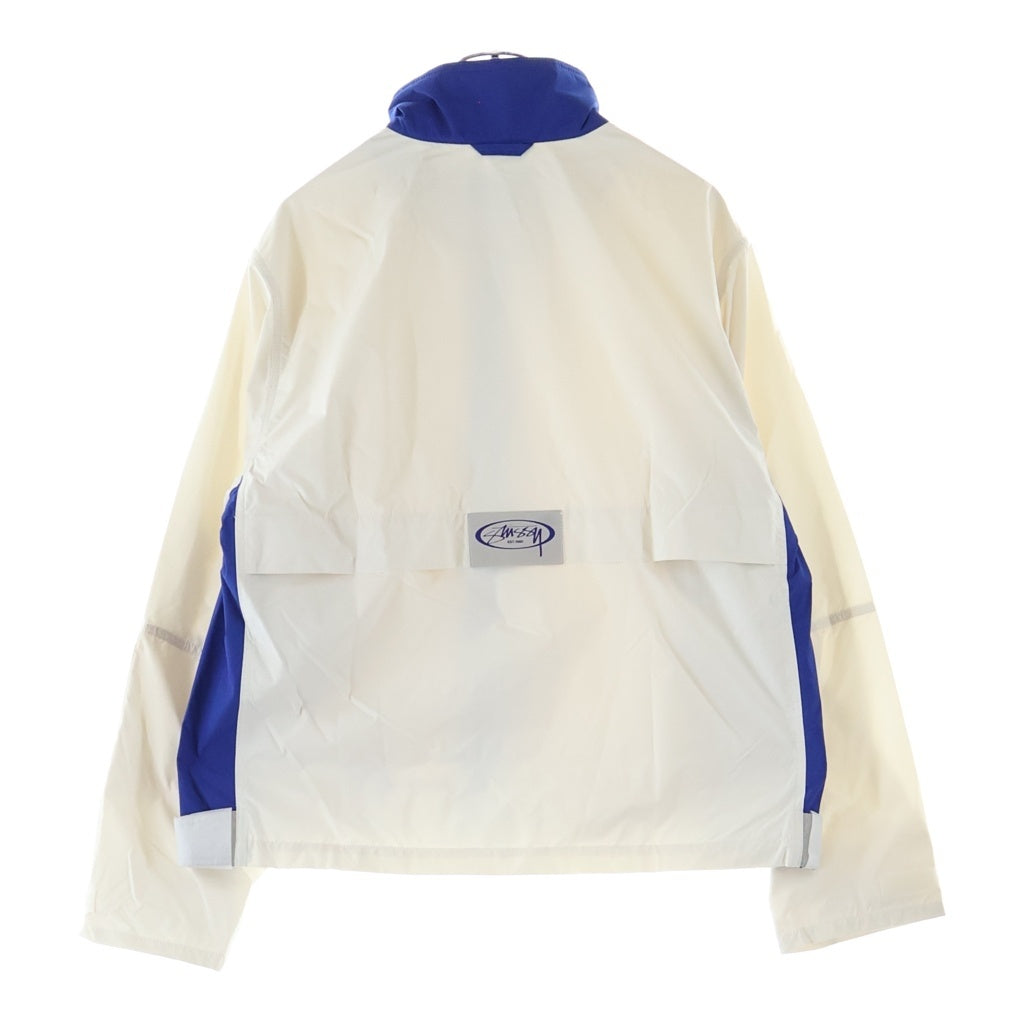 STUSSY(ステューシー) MX JACKET ロゴデザイン ジップアップ ナイロンジャケット ホワイト/ブルー