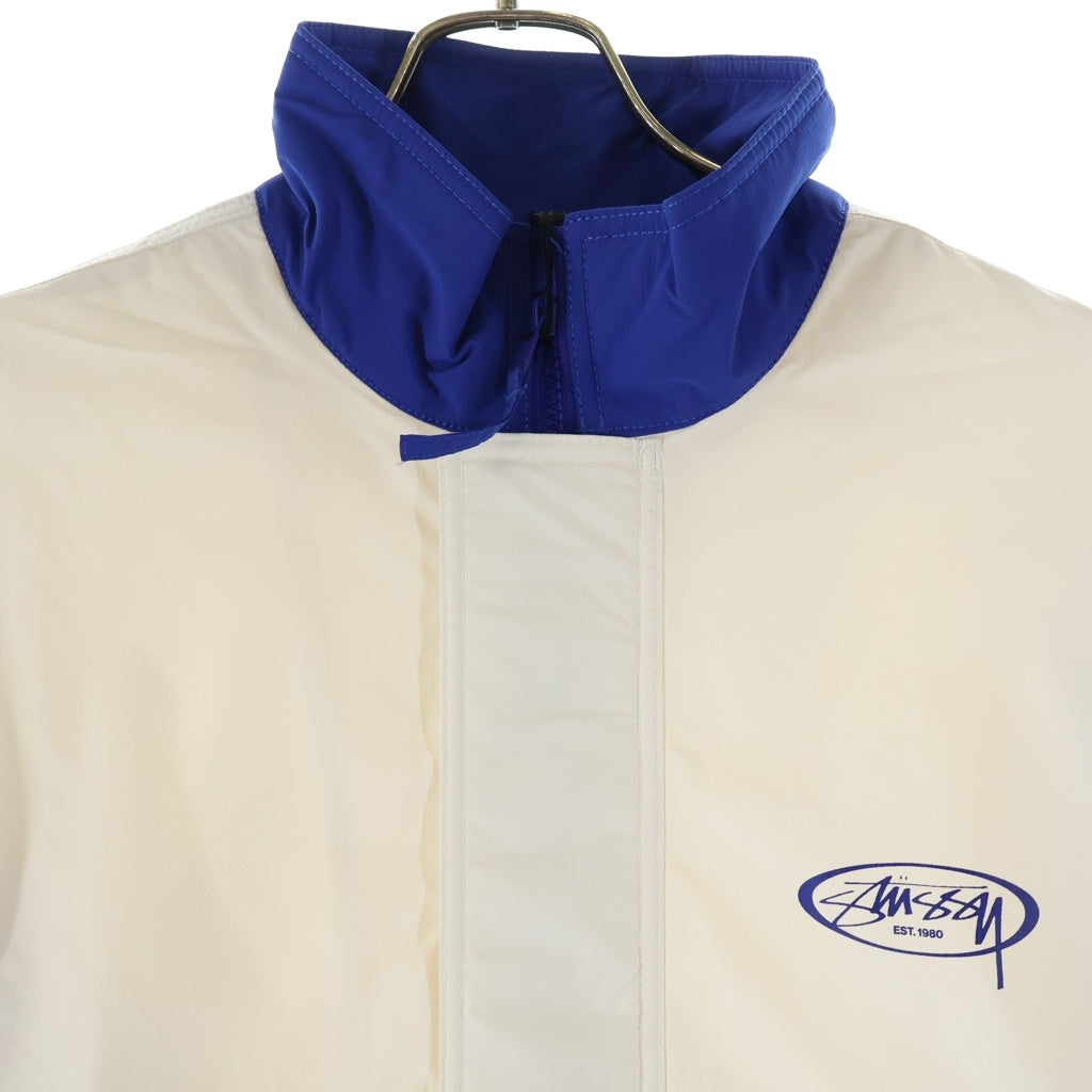 STUSSY(ステューシー) MX JACKET ロゴデザイン ジップアップ ナイロンジャケット ホワイト/ブルー