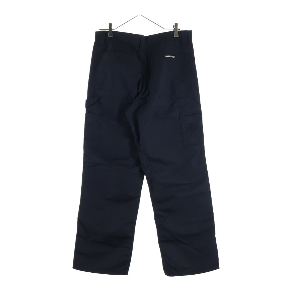 CHROME HEARTS(クロムハーツ) CARPENTER DOUBLE KNEE クロスパッチ付きレザー切替ナイロンカーペンターロングパンツ ブラック