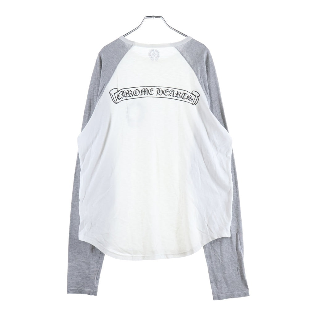CHROME HEARTS(クロムハーツ) Horseshoe L/S Tee ラグラン ホースシュー 長袖Tシャツ カットソー ホワイト グレー
