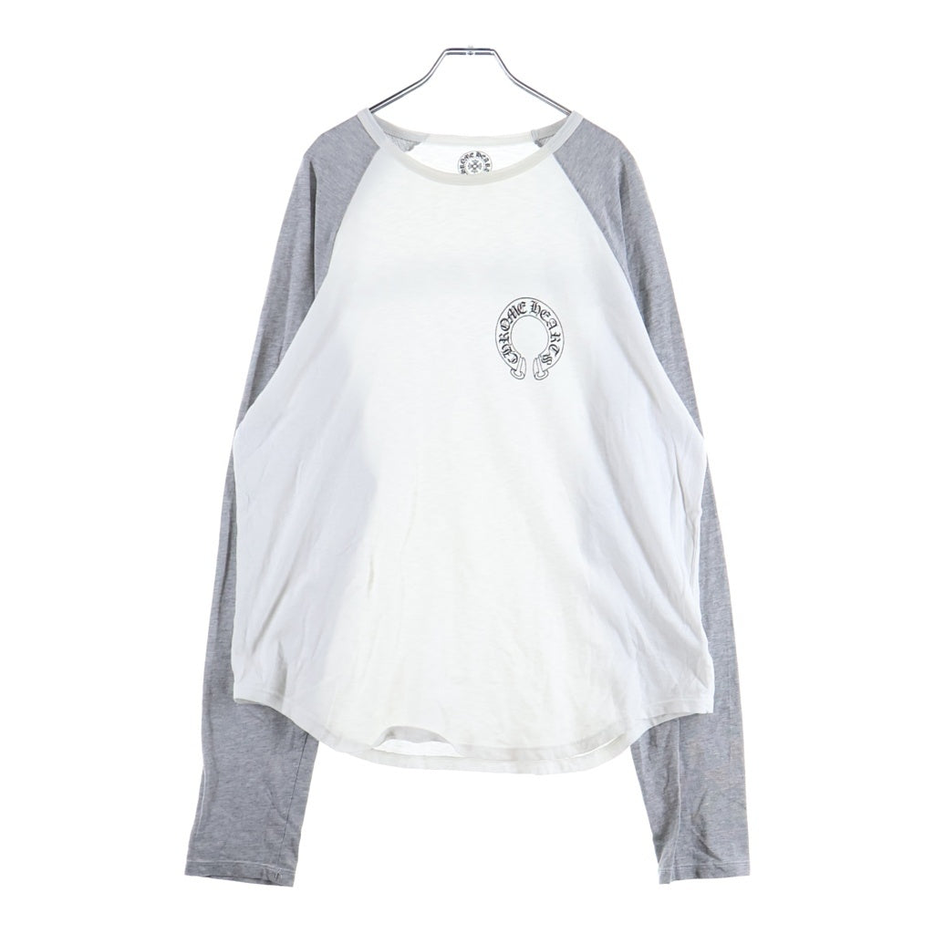 CHROME HEARTS(クロムハーツ) Horseshoe L/S Tee ラグラン ホースシュー 長袖Tシャツ カットソー ホワイト グレー