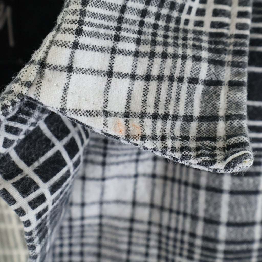 STUSSY(ステューシー) 00S OLD STUSSY オールド プリントネル長袖シャツ ブラック/ホワイト