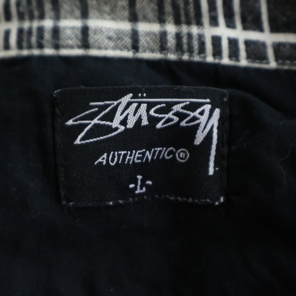 STUSSY(ステューシー) 00S OLD STUSSY オールド プリントネル長袖シャツ ブラック/ホワイト