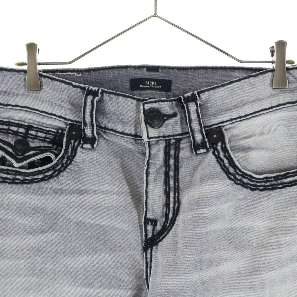 TRUE RELIGION(トゥルーレリジョン) RICKY SUPER QT STRAIGHT JEANS ストレートデニムパンツ グレー TRUE460