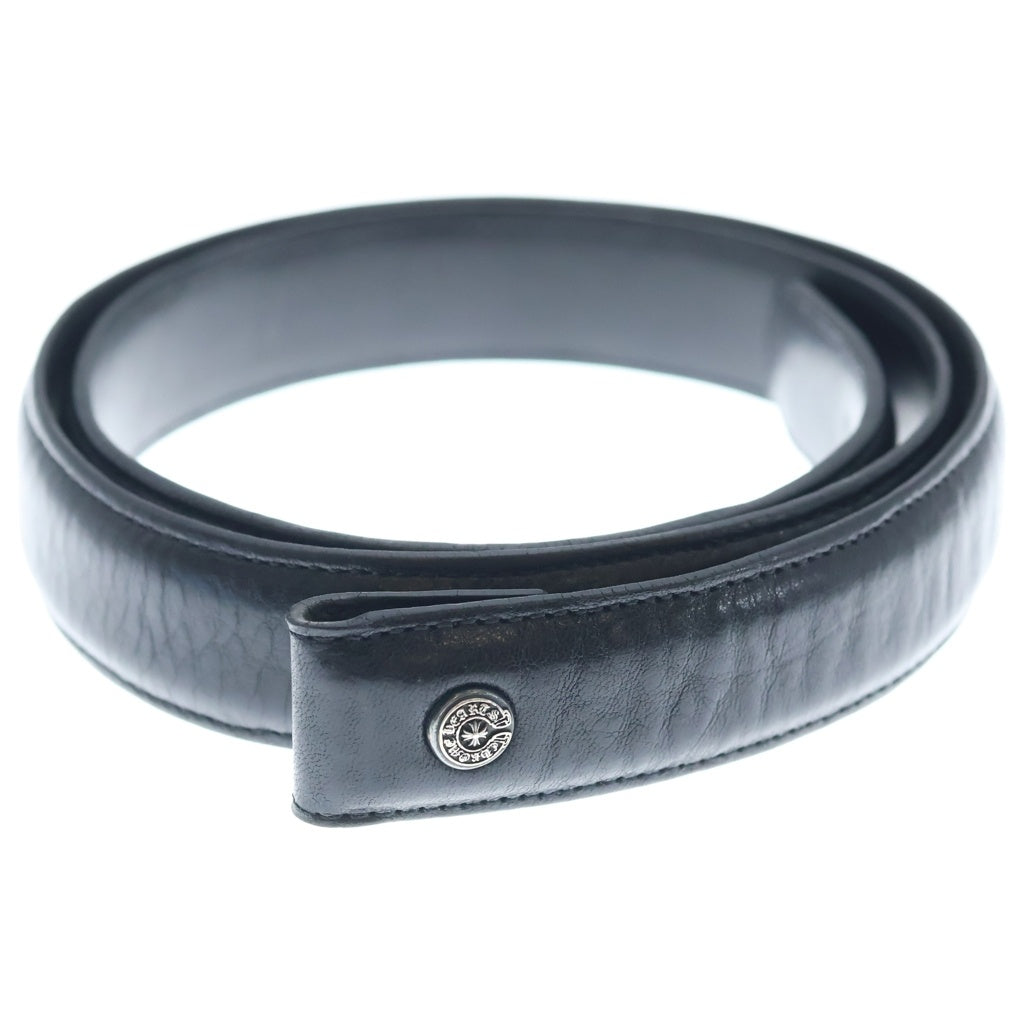 CHROME HEARTS(クロムハーツ) 1.0 STRAP 1.0inchスクロールレーベルリベッツ レザーベルト ブラック