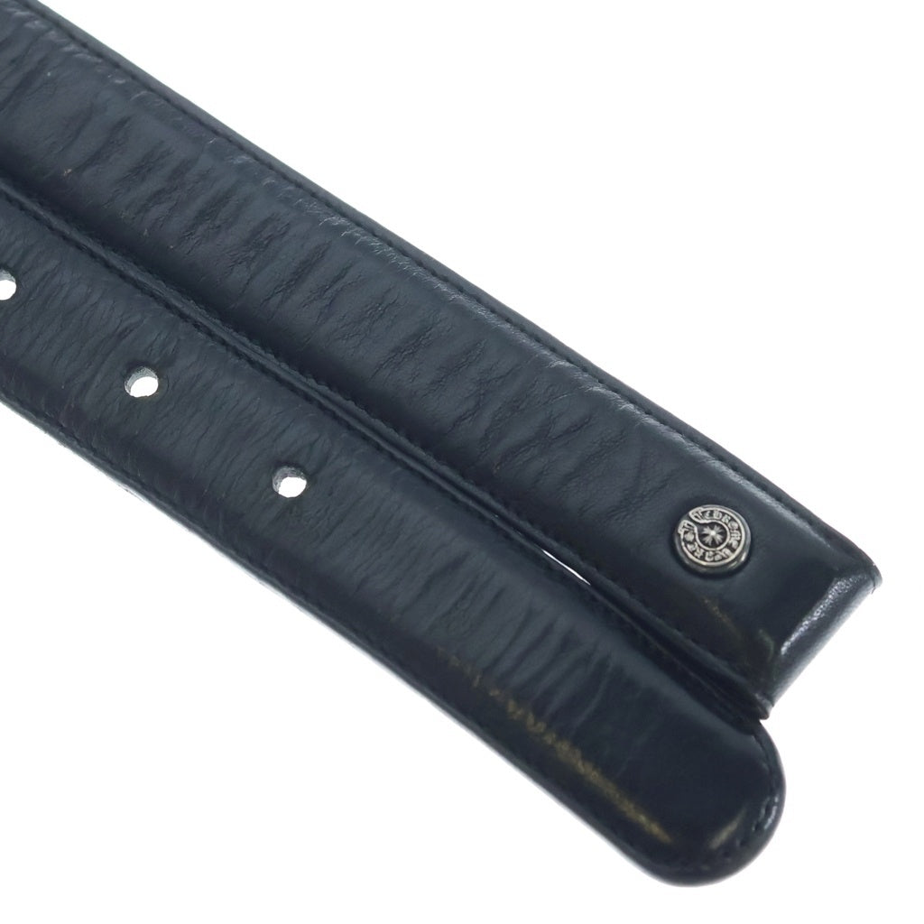 CHROME HEARTS(クロムハーツ) 1.0 STRAP 1.0inchスクロールレーベルリベッツ レザーベルト ブラック