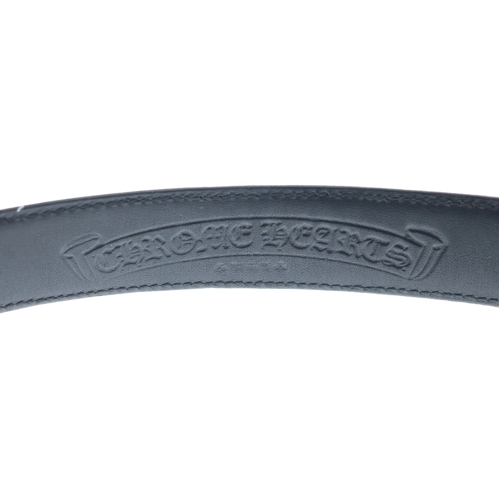 CHROME HEARTS(クロムハーツ) 1.0 STRAP 1.0inchスクロールレーベルリベッツ レザーベルト ブラック
